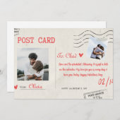 ベージュアンドレッドエステティックハッピーバレンタインデーカード シーズンカード (正面/裏面)