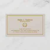 ベージュアンド金ゴールドクラシック弁護士2 名刺 (裏面)