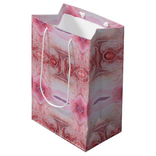 ベージュアーストーンダイヤモンドウォーターカラーハンド絵を描 ミディアムペーパーバッグ (正面アングル)