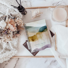 ベージュアーストーン抽象芸術水色パーソナライズされた ノートブック