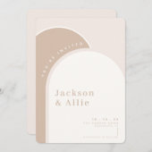 ベージュアーチボホミニマル結婚式招待状 招待状 (正面/裏面)