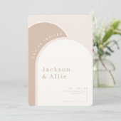 ベージュアーチボホミニマル結婚式招待状 招待状 (スタンド正面)