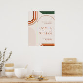 ベージュアーチ結婚のウェルカムサインのポスター ポスター (キッチン)