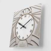 ベージュアールデコクロックスタイリッシュ-抽象芸術線 スクエア壁時計 (傾斜)
