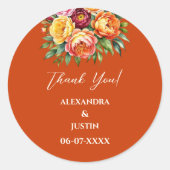 ベージュイエローイタリアンフローラ結婚アーチズサンキュー ラウンドシール (正面)
