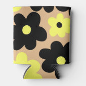 ベージュイエローブラックフローラエレガントフローラ 缶クーラー (正面)