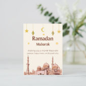ベージュイラストレーションラマダンムバラク シーズンポストカード (スタンド正面)