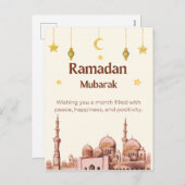 ベージュイラストレーションラマダンムバラク シーズンポストカード (正面/裏面)
