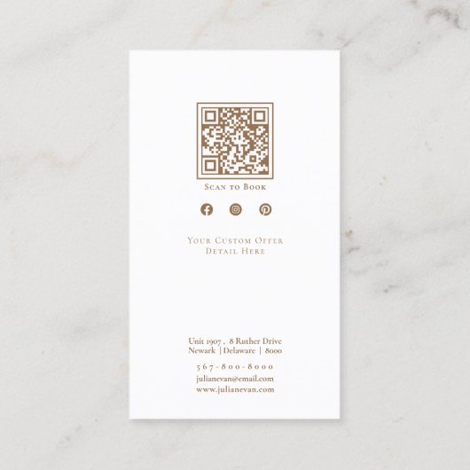 ベージュインエレガントスタグラムインスパイアロイヤリティカード 名刺 (裏面)