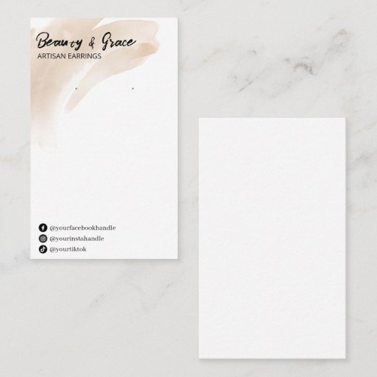 ベージュインクイヤリングディスプレイカード 名刺 (正面/裏面)