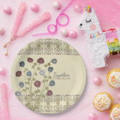 ベージュウィズブルーフローラ ペーパープレート (パーティー)