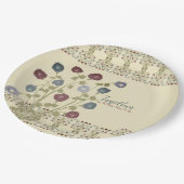 ベージュウィズブルーフローラ ペーパープレート (アングル)