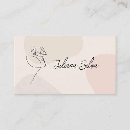 ベージュウィメンヘアサロンネイルアートメイクアップアーティスト 名刺 (正面)