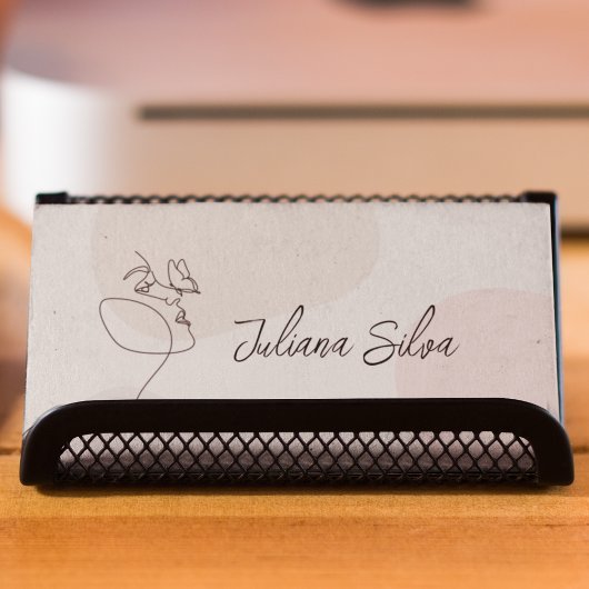 ベージュウィメンヘアサロンネイルアートメイクアップアーティスト 名刺