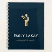 ベージュウェイターシルエットブルー プランナー手帳 (正面)