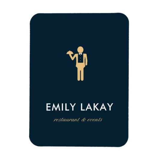 ベージュウェイターシルエットブルー マグネット (縦)