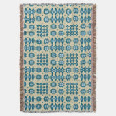 ベージュウェールズのタペストリーパターン毛布の濃紺 スローブランケット (正面縦)