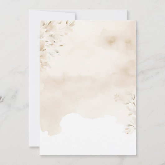 ベージュウォータカラー金ゴールドクロスファースト聖餐式 招待状 (裏面)