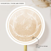 ベージュウォーターモノグラムのカラー封筒用シール/お気に入り ラウンドシール