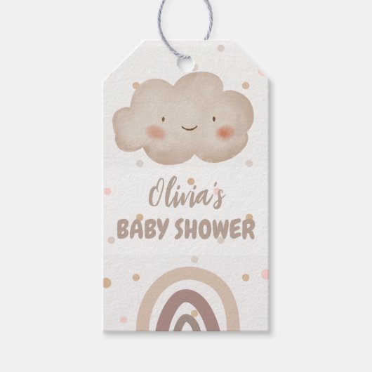 ベージュウォーター色ベビーシャワー ギフトタグ (正面)