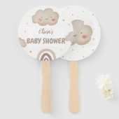ベージュウォーター色ベビーシャワー ハンドファン (正面&裏面)