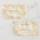 ベージュウォーター金ゴールドグリッター名刺 名刺 (正面/裏面)