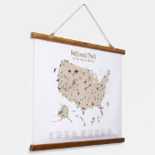 ベージュウッドランドナショナルパークマップ子供部屋デコール 吊り下げ型タペストリー (傾斜あり)
