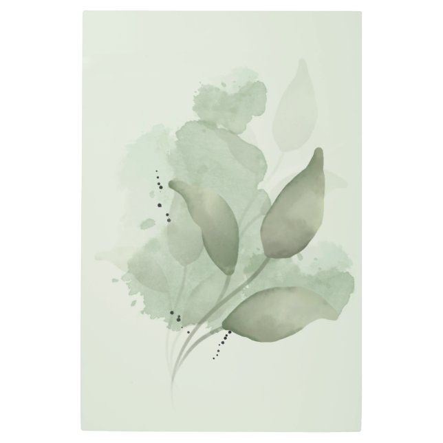 ベージュエステティック抽象芸術植物金属ウォールアート メタルプリント (正面)