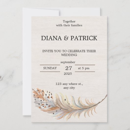 ベージュエステティック結婚式招待状 招待状 (正面)