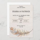 ベージュエステティック結婚式招待状 招待状 (正面/裏面)