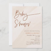 ベージュエステモダンティックベビーシャワー 招待状 (正面)