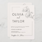 ベージュエレガンスミニマル結婚式招待状 招待状 (正面/裏面)