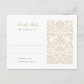 ベージュエレガントとアイボリーフローラウェディングRSVPカード エンクロージャーカード (正面)