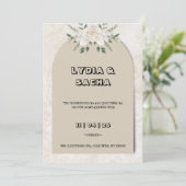 ベージュエレガントとグリーン結婚式招待状 招待状 (スタンド正面)