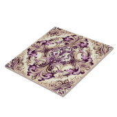 ベージュエレガントとピンクのバロック様式のダマスクセラミックタイル タイル (側面)