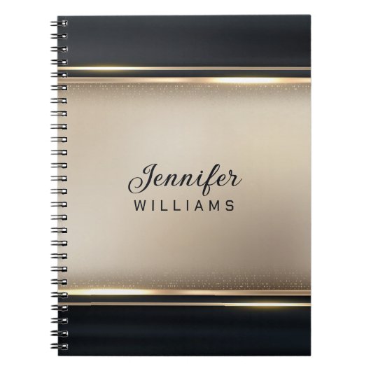 ベージュエレガントとブラック ノートブック (正面)
