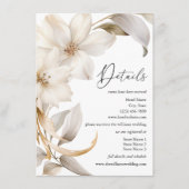 ベージュエレガントとホワイトウォーターの色のフローラ結婚 エンクロージャーカード (正面)