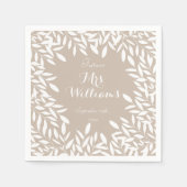 ベージュエレガントとホワイトグリーンブライダルシャワー スタンダードカクテルナプキン (正面)