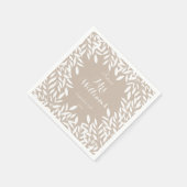 ベージュエレガントとホワイトグリーンブライダルシャワー スタンダードカクテルナプキン (角)