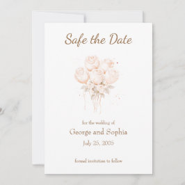 ベージュエレガントと金ゴールドは日付を守る 招待状