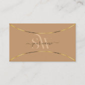 ベージュエレガントと金ゴールドデコールとモノグラムシンプル 名刺 (正面)