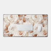 ベージュエレガントと錆バラモノグラム デスクマット (キーボード&マウス)