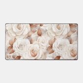 ベージュエレガントと錆バラモノグラム デスクマット (正面)