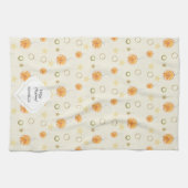 ベージュエレガントにオレンジと星をパターン化 キッチンタオル (横)