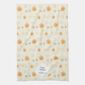 ベージュエレガントにオレンジと星をパターン化 キッチンタオル (縦)