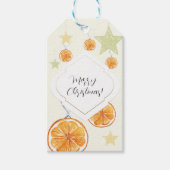 ベージュエレガントにオレンジと星をパターン化 ギフトタグ (正面)