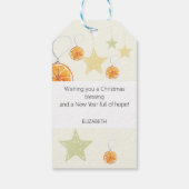 ベージュエレガントにオレンジと星をパターン化 ギフトタグ (裏面)