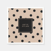 ベージュエレガントの黒いドット スタンダードカクテルナプキン (正面)