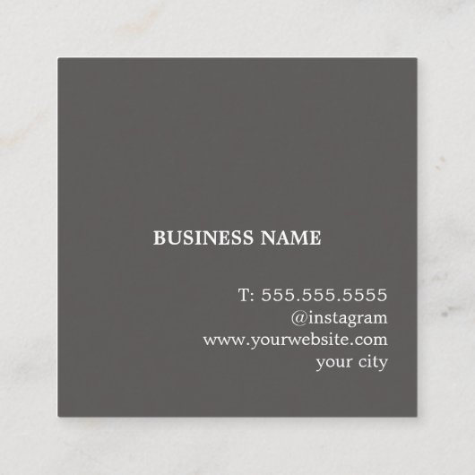 ベージュエレガントはっきりした紙ブラックダンベルトレーナー スクエア名刺 (裏面)