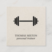 ベージュエレガントはっきりした紙ブラックダンベルトレーナー スクエア名刺 (正面)